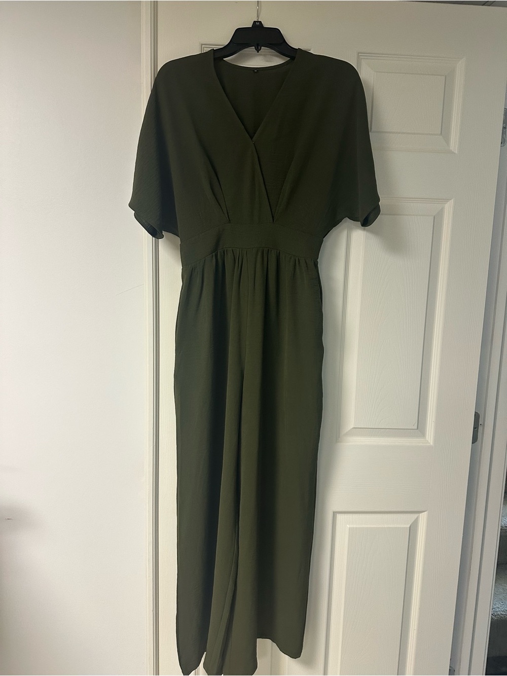 Olive Green V-Neck Women’s Dress